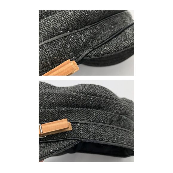 Nine West Womens Newsboy Cabbie Hat Gray Metallic Sparkle Pleats Wool Blend Cap - Picture 10 of 10